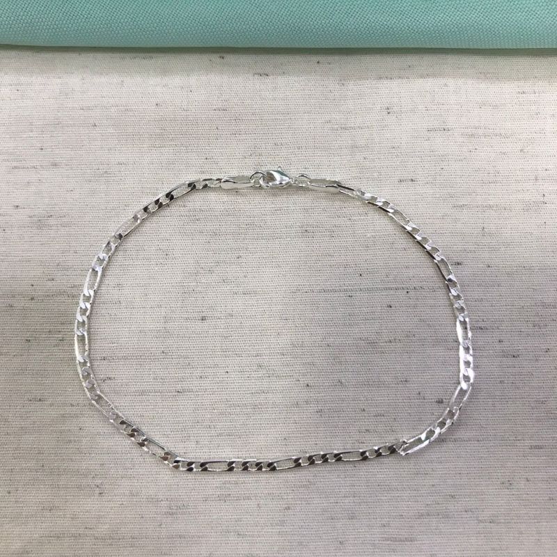 PULSEIRA FÍGARO MASCULINA BANHADO A PRATA