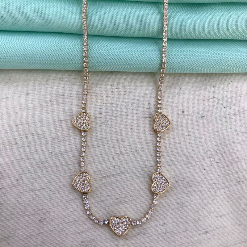 CHOKER CORAÇÃO RIVIERA BANHADO A OURO