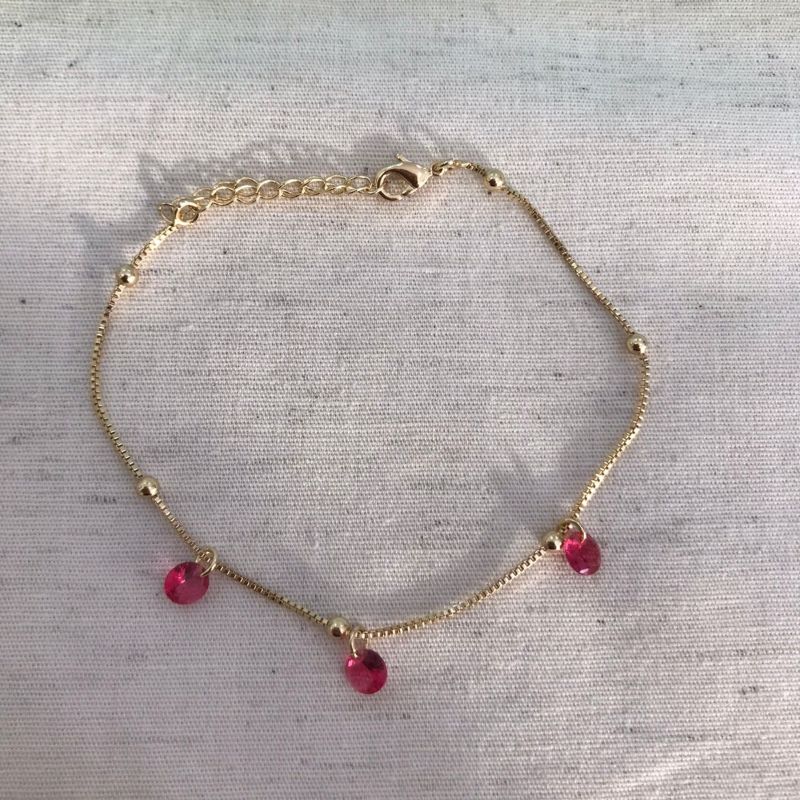 PULSEIRA ESFERA TIFANY PINK BANHADO A OURO