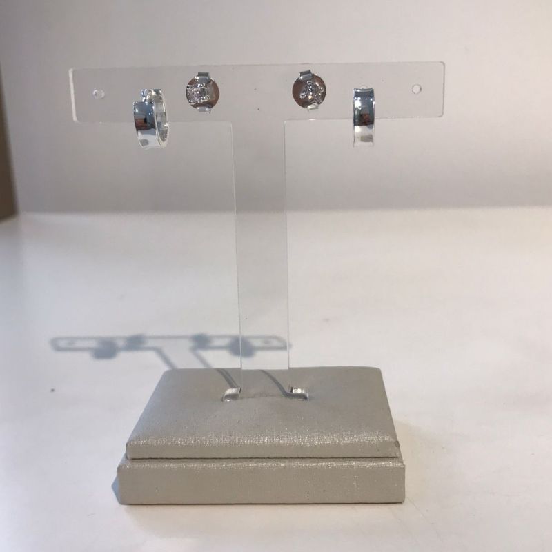 DUPLA  ARGOLA PONTO DE LUZ BANHADO A PRATA