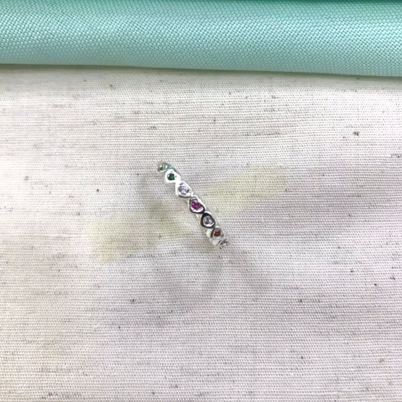 ANEL CORAÇÕES ZIRCÔNIA COLORIDA BANHADO A PRATA