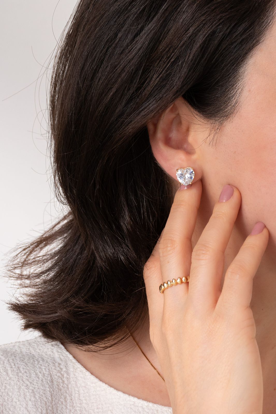 CONJUNTO CORAÇÃO BRILHAR BANHADO A OURO