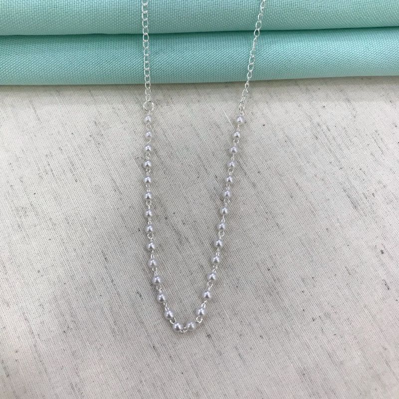 COLAR DE PÉROLAS INFANTIL BANHADO A PRATA