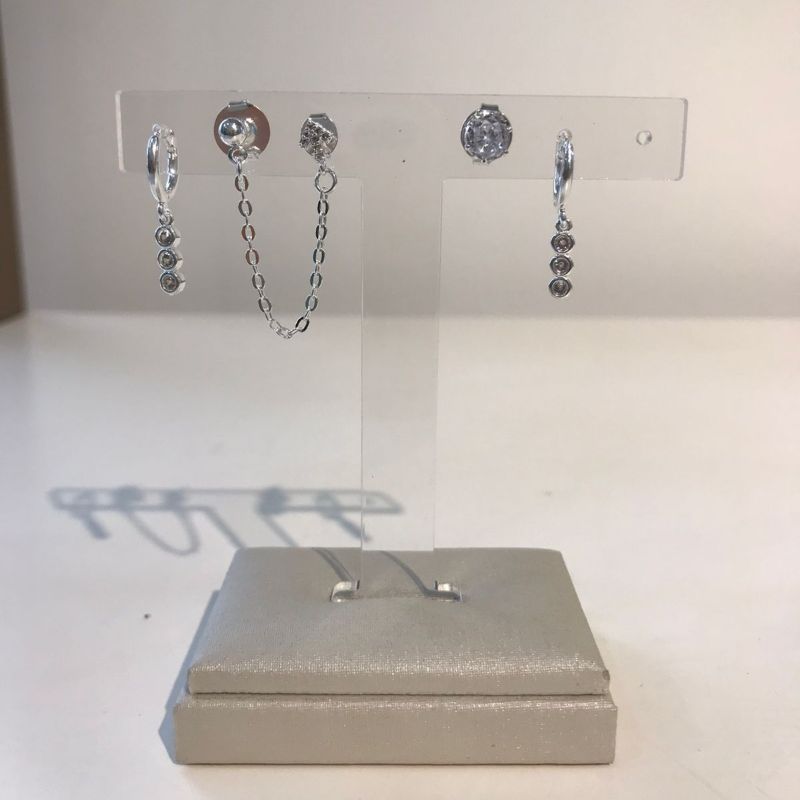 TRIO ZIRCÔNIA FRECCIA BANHADO A  PRATA