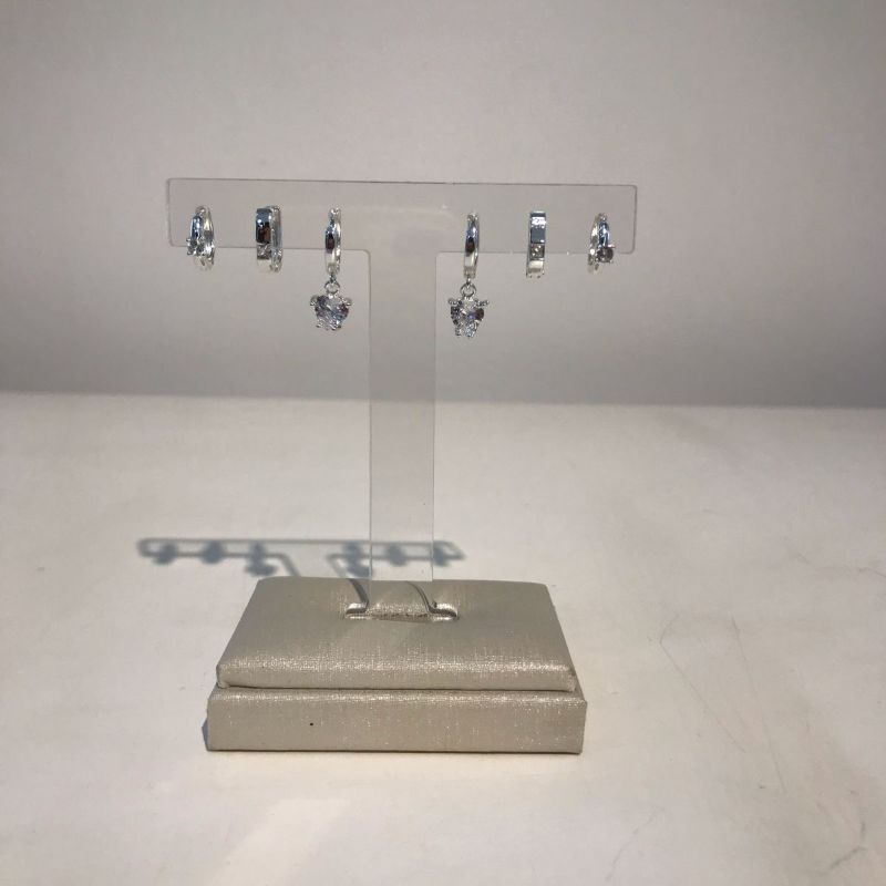 TRIO DE ARGOLA ILUMINARE EM ZIRCÔNIA BANHADO A PRATA