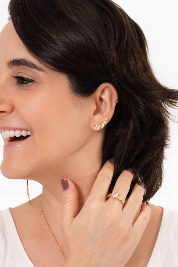 ANEL CORAÇÃO LARGE COM ZIRCÔNIA BANHADO A OURO