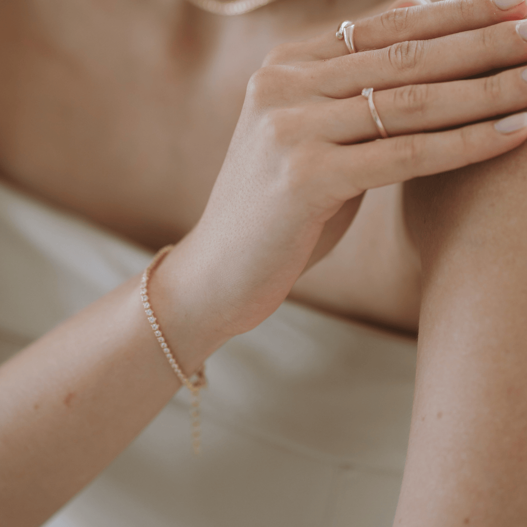 Pulseira Riviera Zircônias 1mm Best Seller Banho Ouro 18k