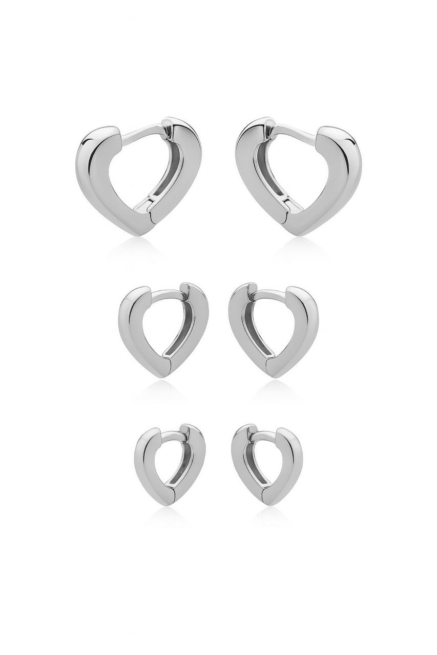 BRINCO TRIO ARGOLA CORAÇÃO LISO