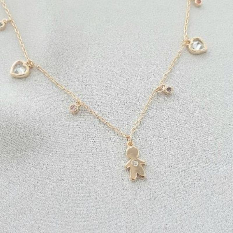 COLAR DE FILHO MENINO C/ ZIRCONIAS - MÃE