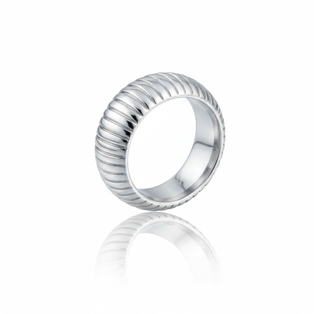 ANEL GROSSO CRAQUELADO BANHADO A RÓDIO BRANCO