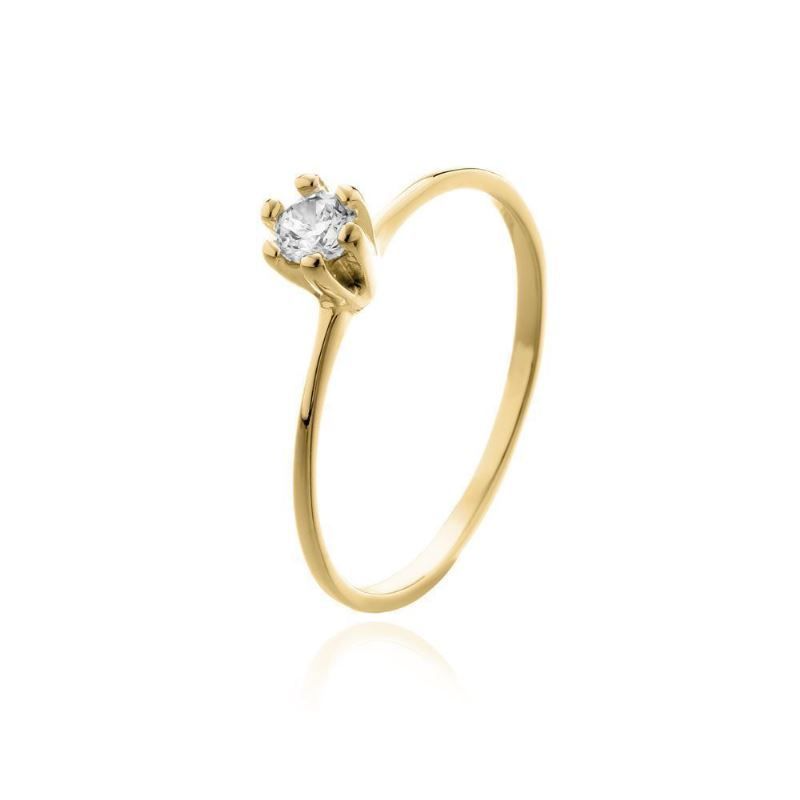 Anel Solitário 6 Garras Best-Seller Banhado Em Ouro 18k