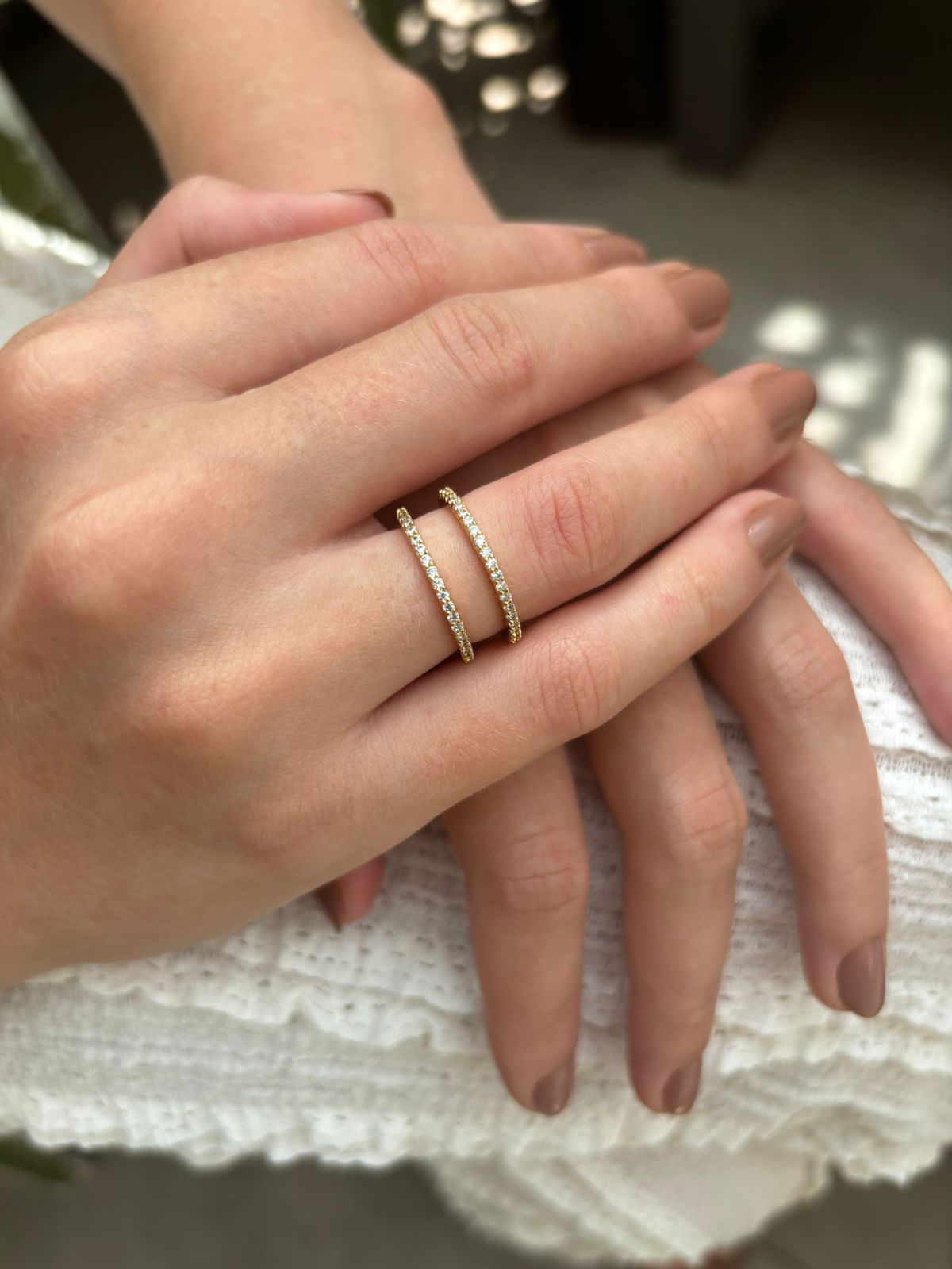 Anel Par Aparador Aliança Best Seller Cravejado Banho Ouro 18k