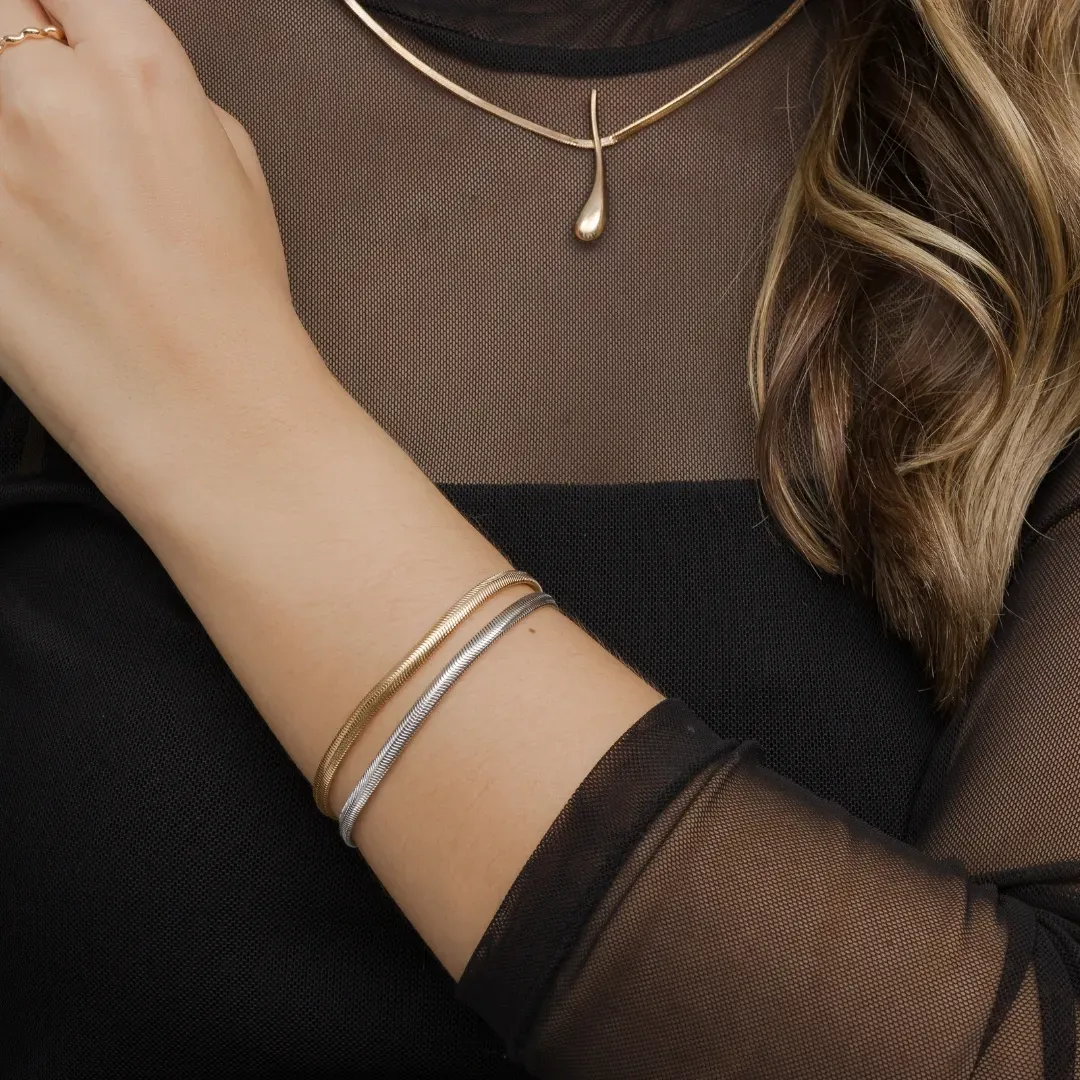 Pulseira Malha Grossa Francesca Banhado Em Ouro