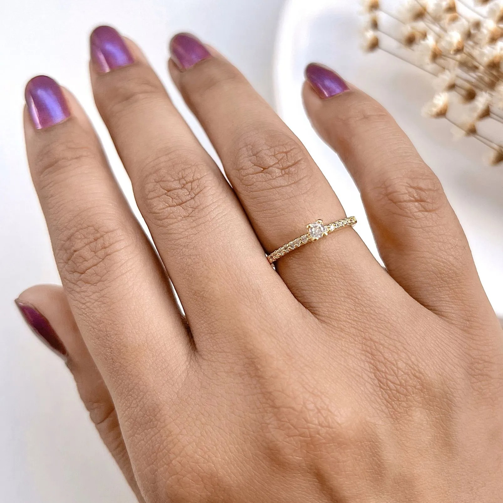 ANEL SOLITÁRIO CRAVEJADO AMOR - MÉDIO