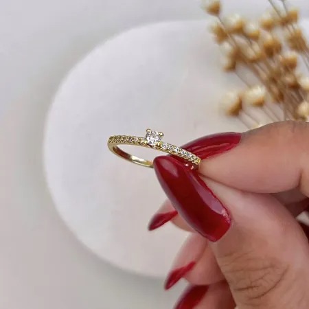 ANEL SOLITÁRIO CRAVEJADO AMOR - MÉDIO