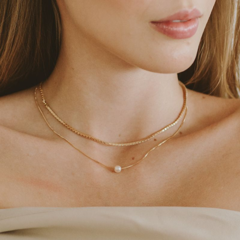 Colar de Pérola Mel Clássico 45cm Banho Ouro 18k