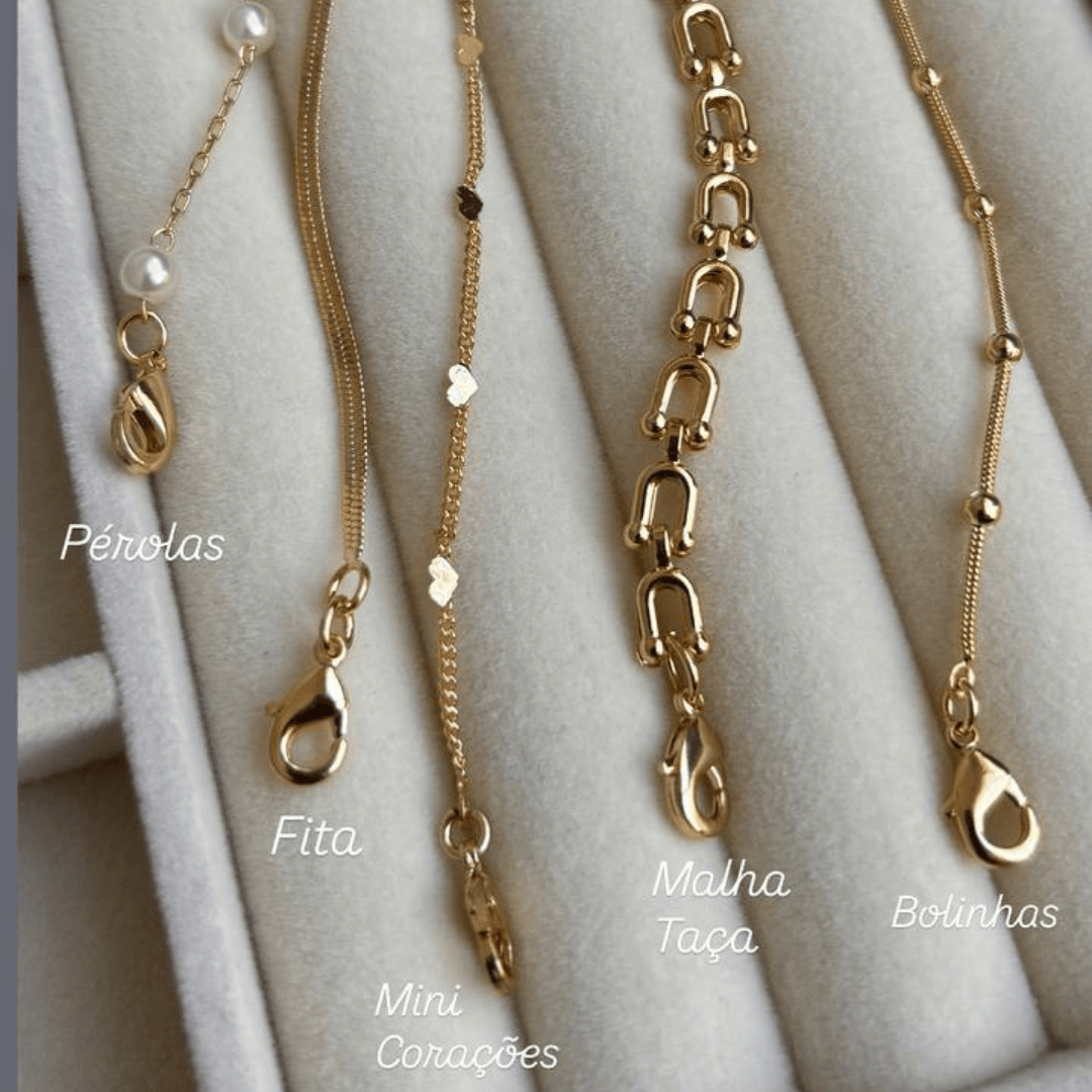 Pulseira de Bolinhas de Pérola Clássica Best Seller Banho Ouro 18k