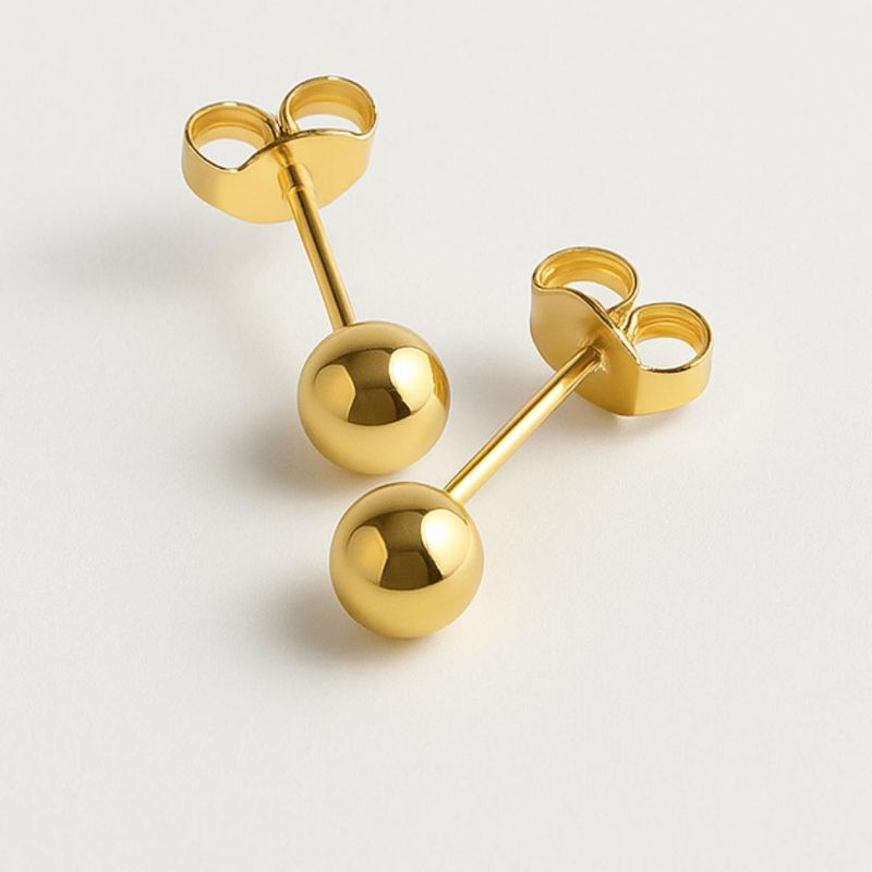 Brinco Fabiana Bola Lisa Grande Banho Ouro 18k