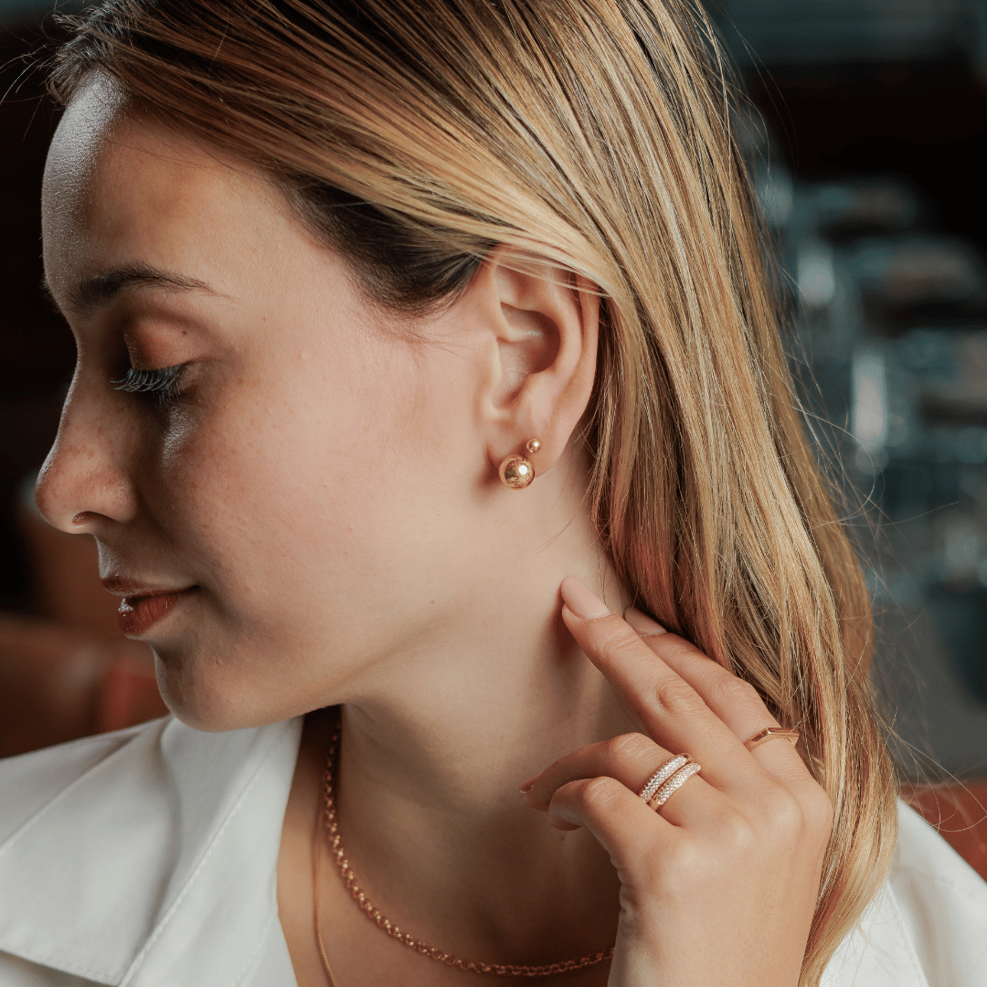 Brinco Fabiana Bola Lisa Grande Banho Ouro 18k