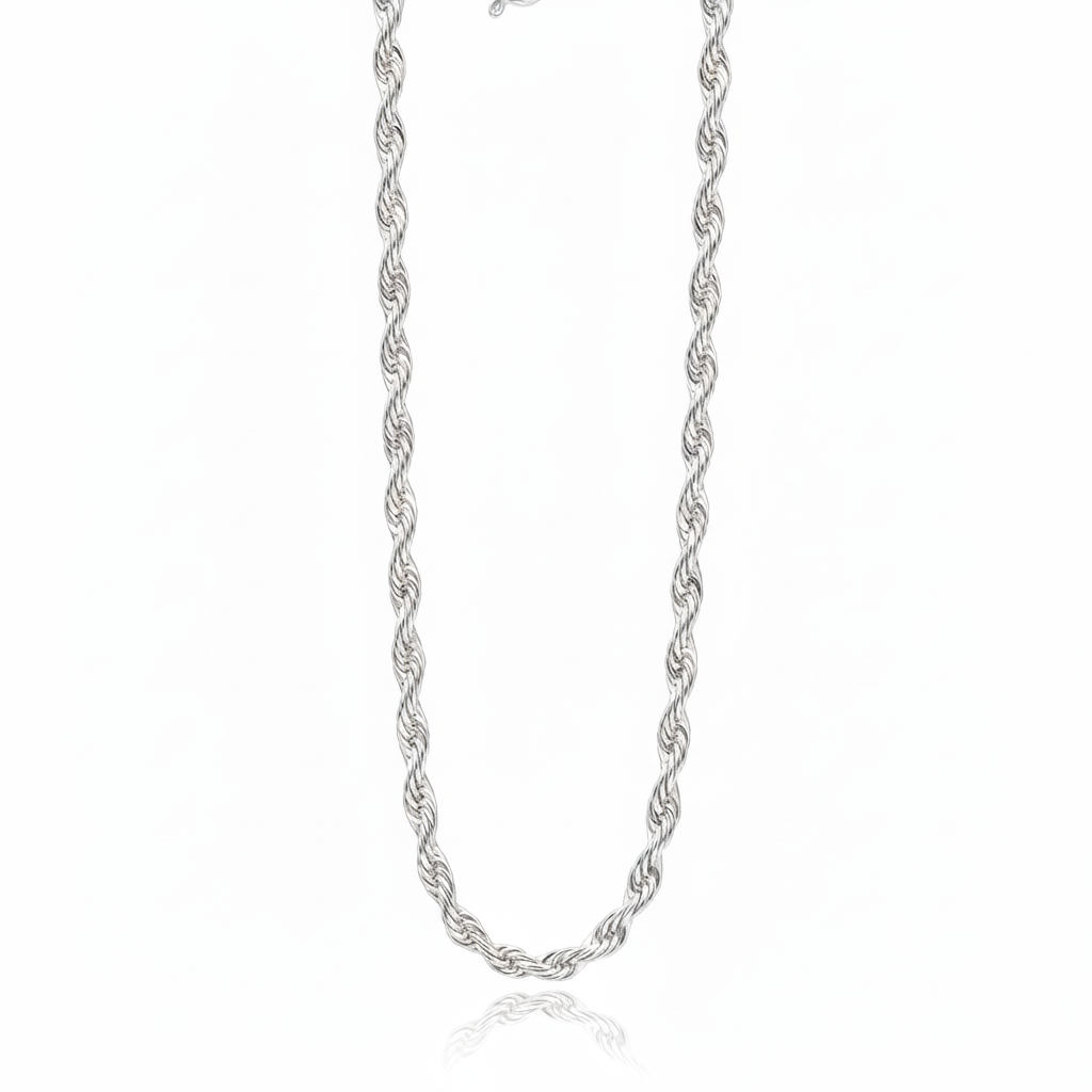 Colar Choker Cordão Baiano 40cm Banho Ródio Branco