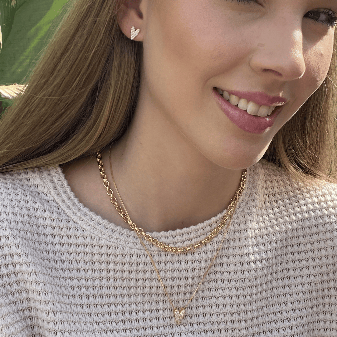 Brinco Coração Cravejado Jardim Secreto Zircônias Banho Ródio Branco