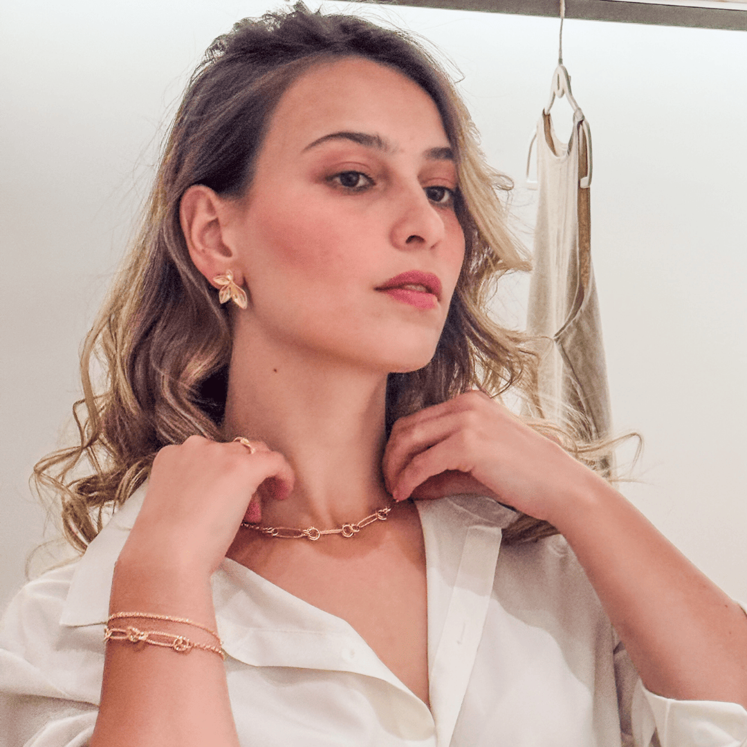 Pulseira Aura Elos e Nó Texturizado Banho Ouro 18k