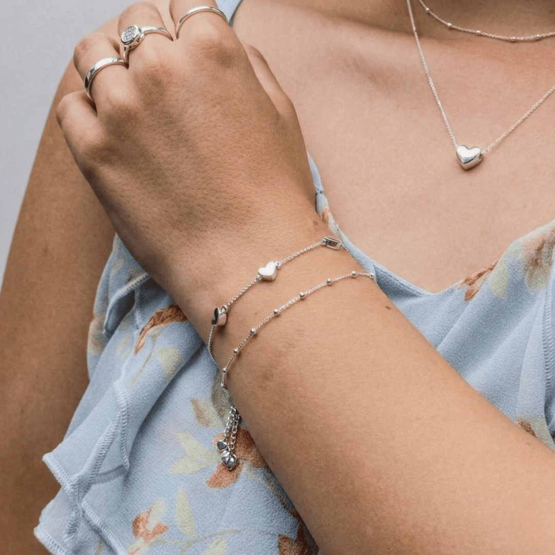 Pulseira Bolinhas Lisas Esferas Aura 16cm Banho Ródio Branco