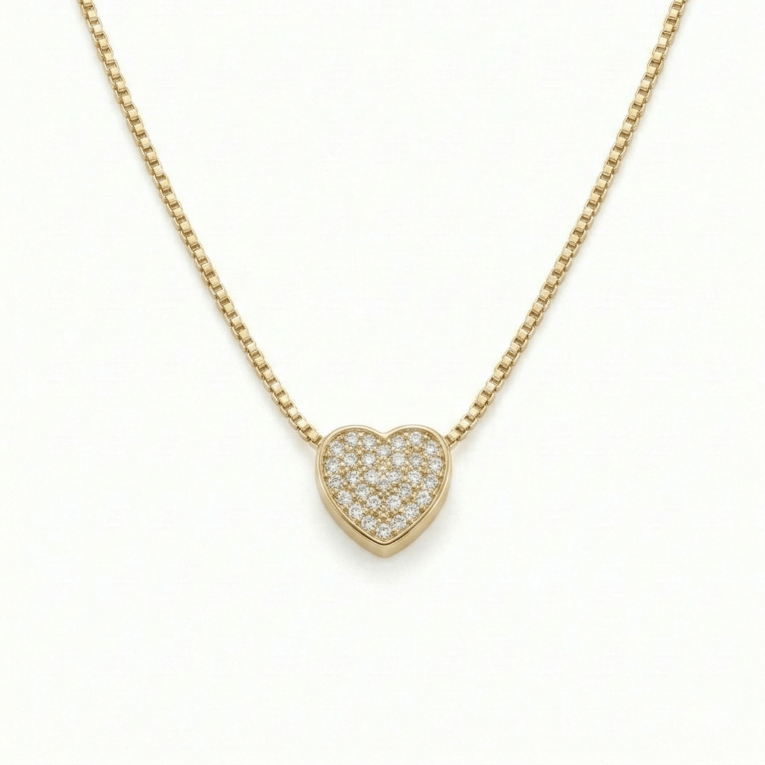 Colar Coração Cravejado Zircônias Coleção Aura 45cm Banho Ouro 18k