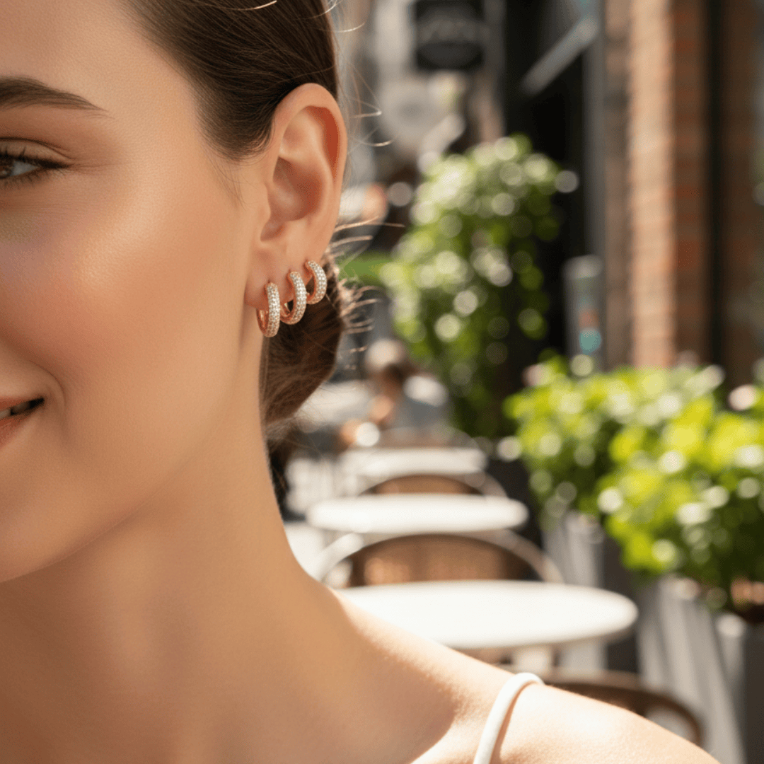 BRINCO TRIO DE ARGOLAS 3 CAMADAS ZIRCONIAS - PRIME