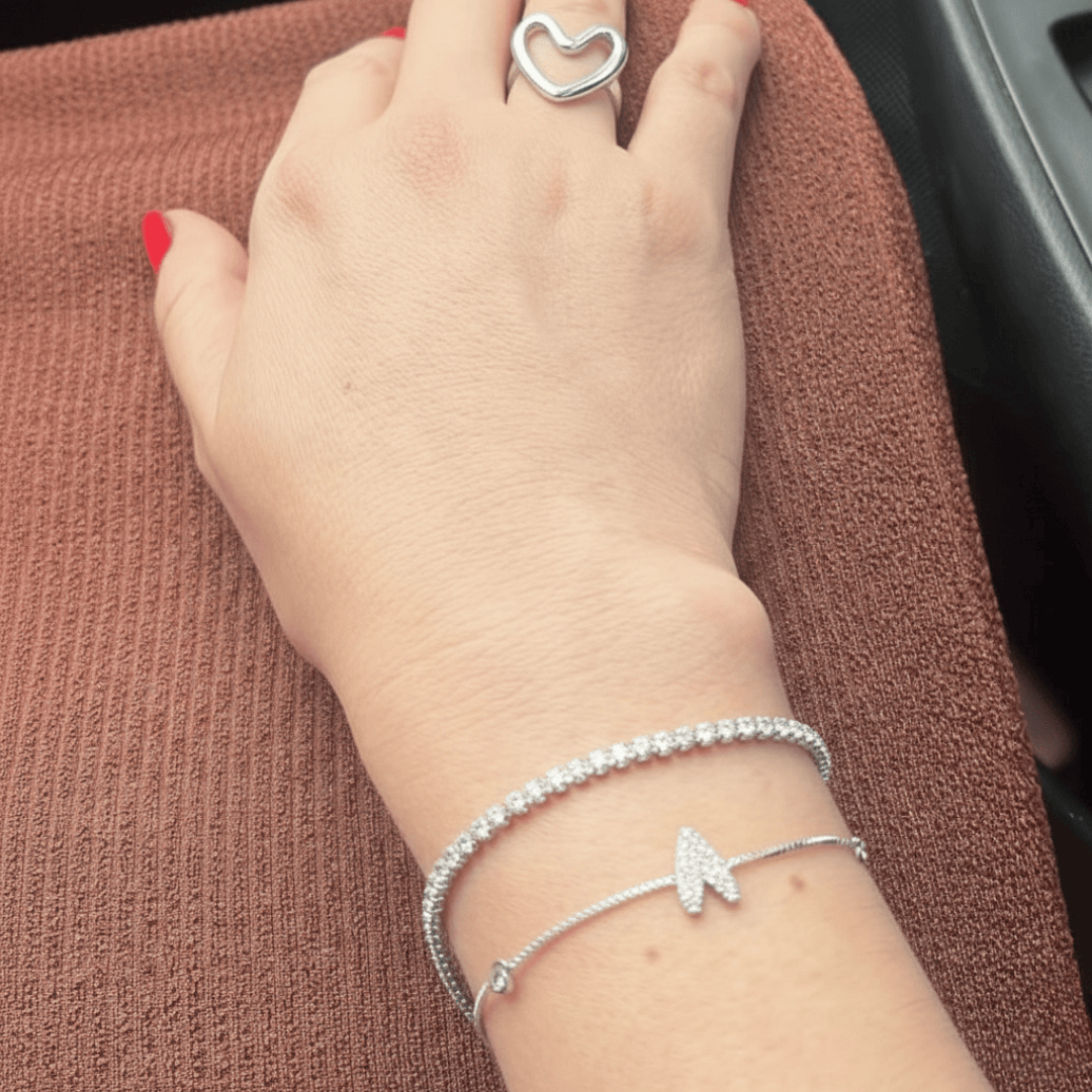 Pulseira Coração Cravejado Jardim Secreto Zircônias Banho Ródio