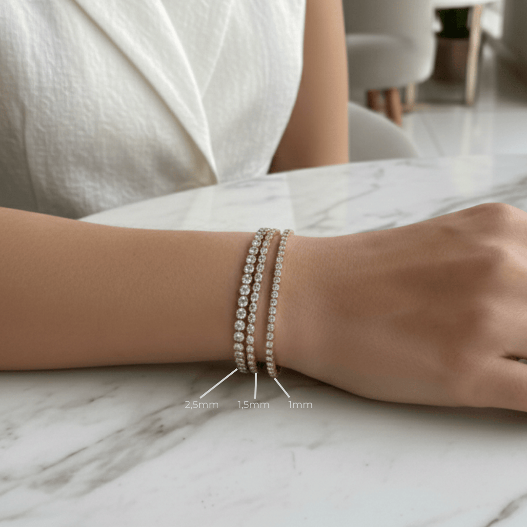 Pulseira Riviera Zircônias 2,5mm Best Seller Banho Ouro 18k