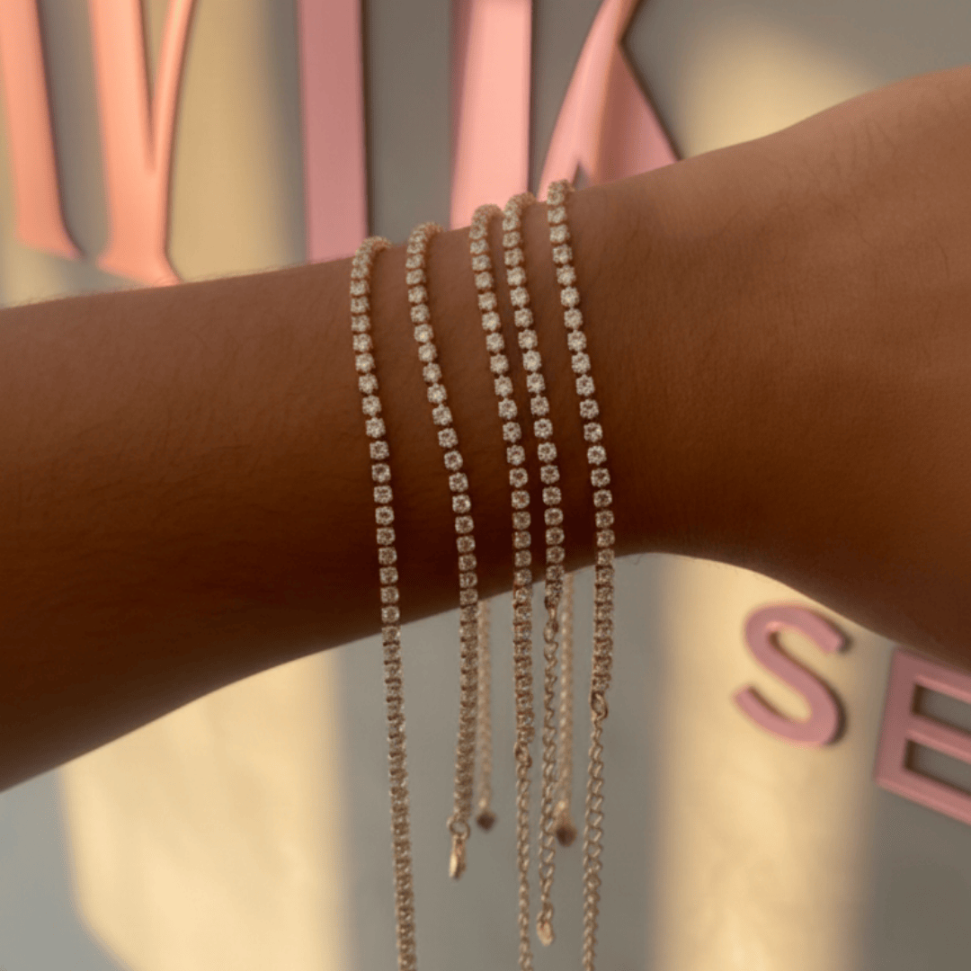 Pulseira Riviera Zircônias 2,5mm Best Seller Banho Ouro 18k