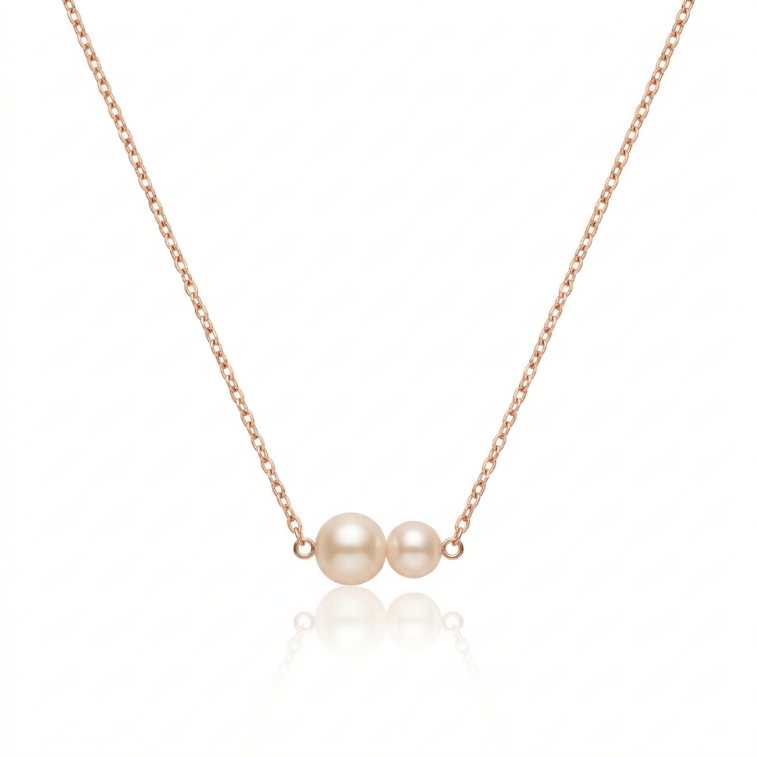 Colar Duas Pérolas Sunshine 45cm Banho Ouro 18k