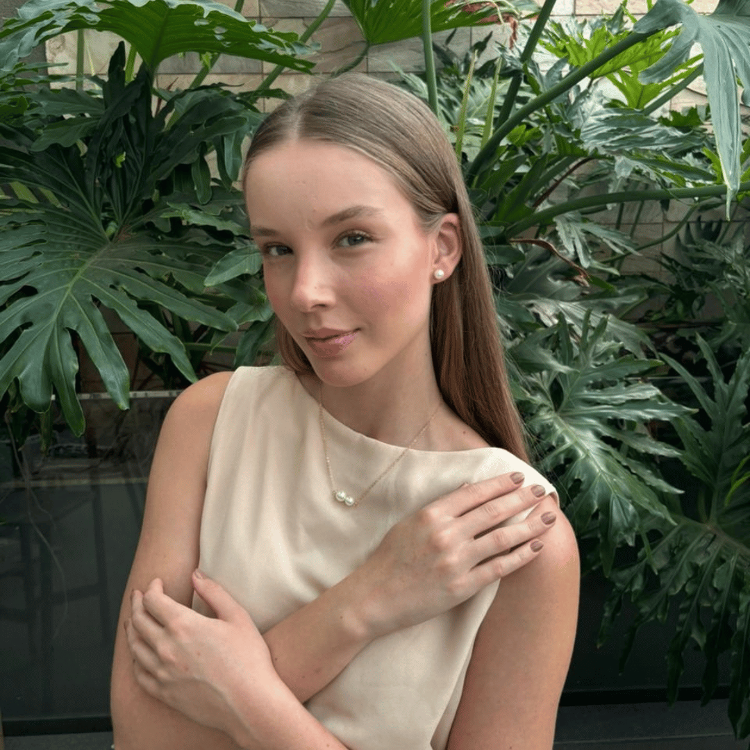 Colar Duas Pérolas Sunshine 45cm Banho Ouro 18k