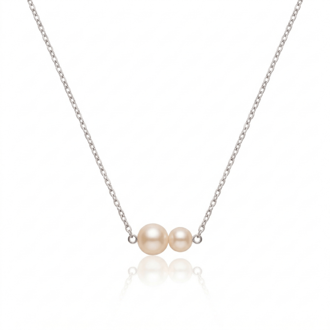 Colar Duas Pérolas Sunshine 45cm Banho Ródio