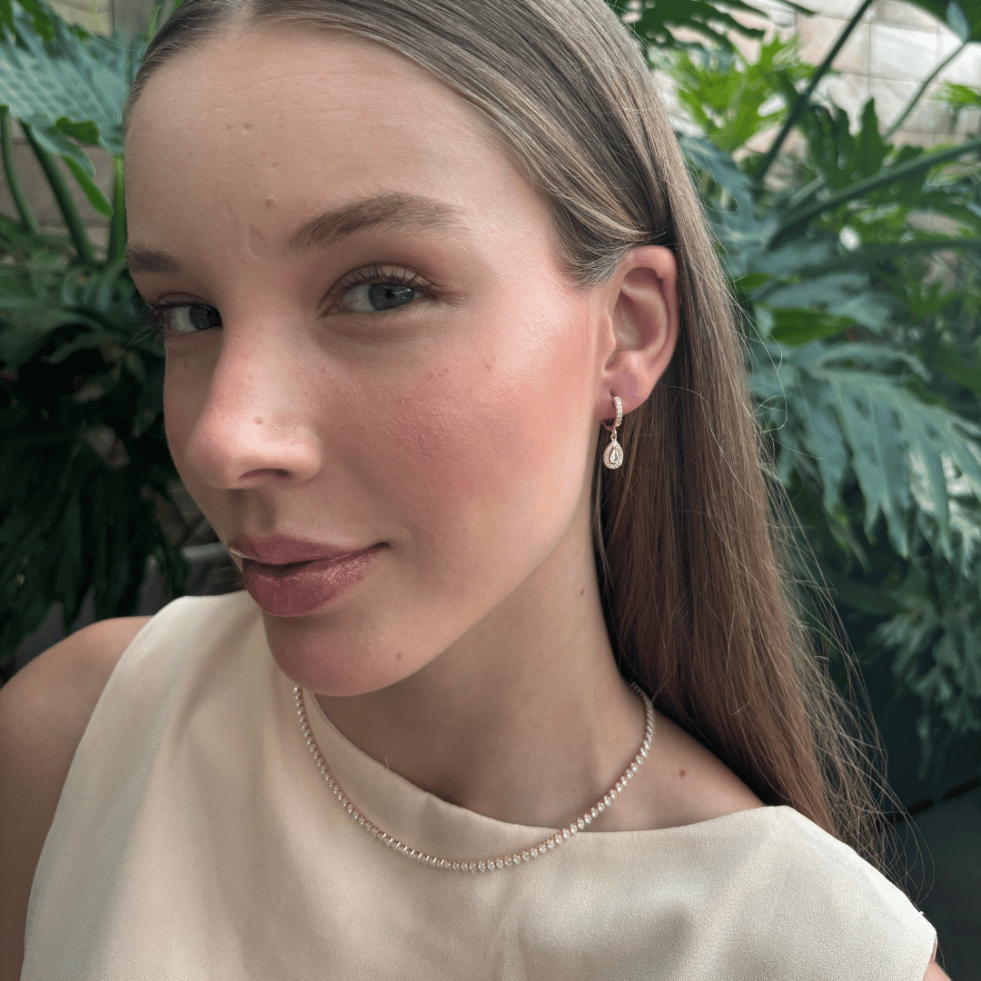 Colar Choker Riviera Zircônia Cristal Lapidação Losango 40cm Banhada a Ouro 18k