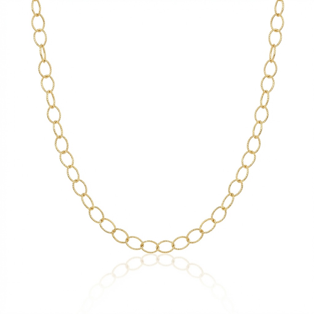 Choker de Elos Gota Textura Craquelada 40cm Banhada a Ouro 18k