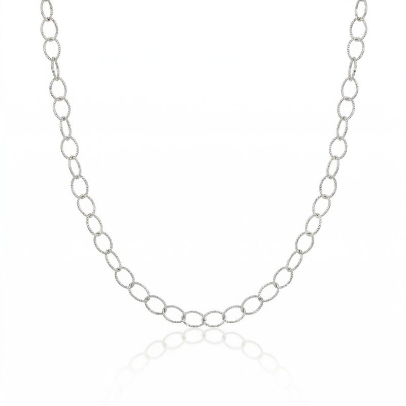 Choker de Elos Gota Textura Craquelada 40cm Banhada a Ródio Branco