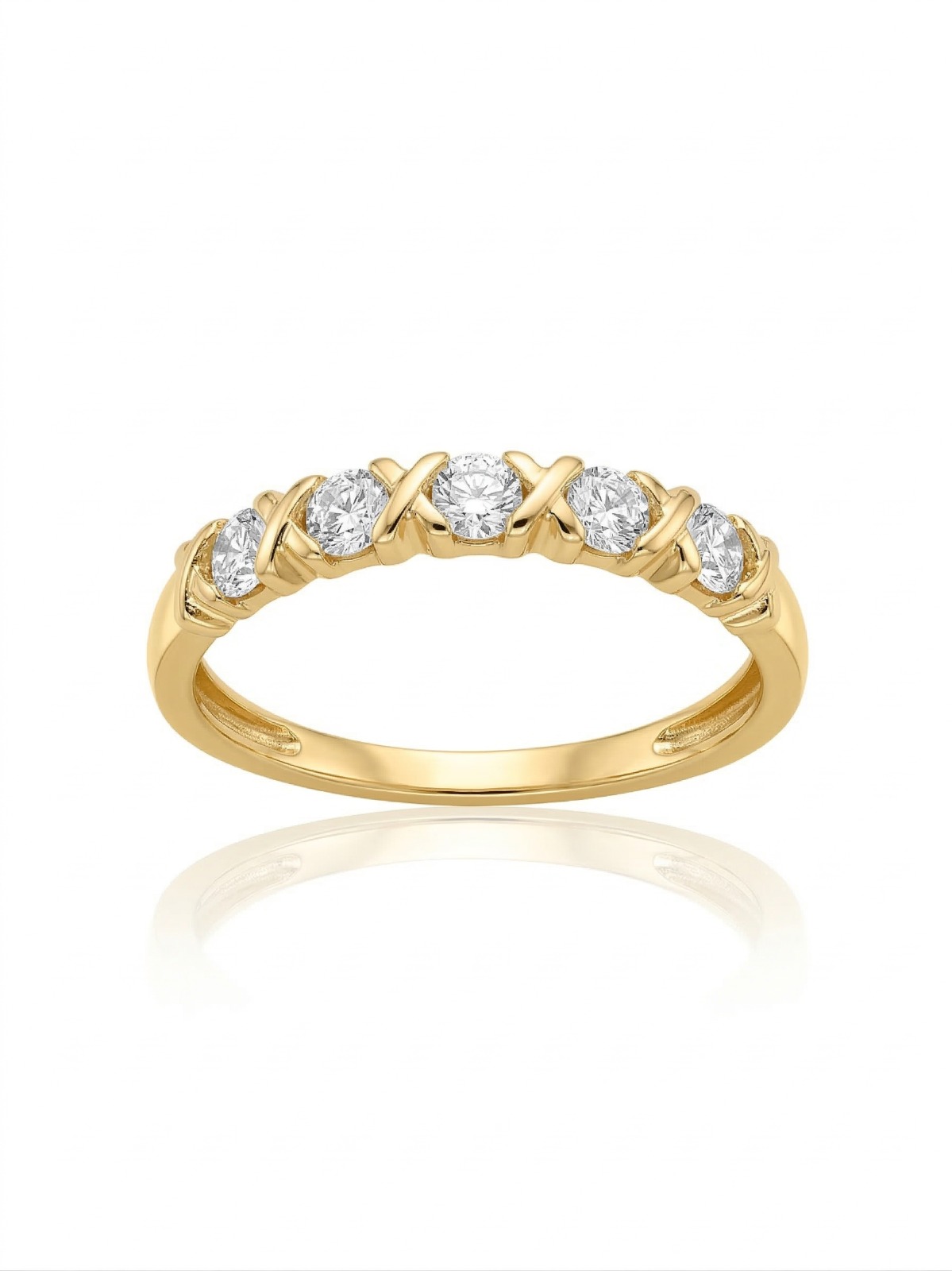 Anel Torcido com 4 Zircônias Delicado Banhado a Ouro 18k