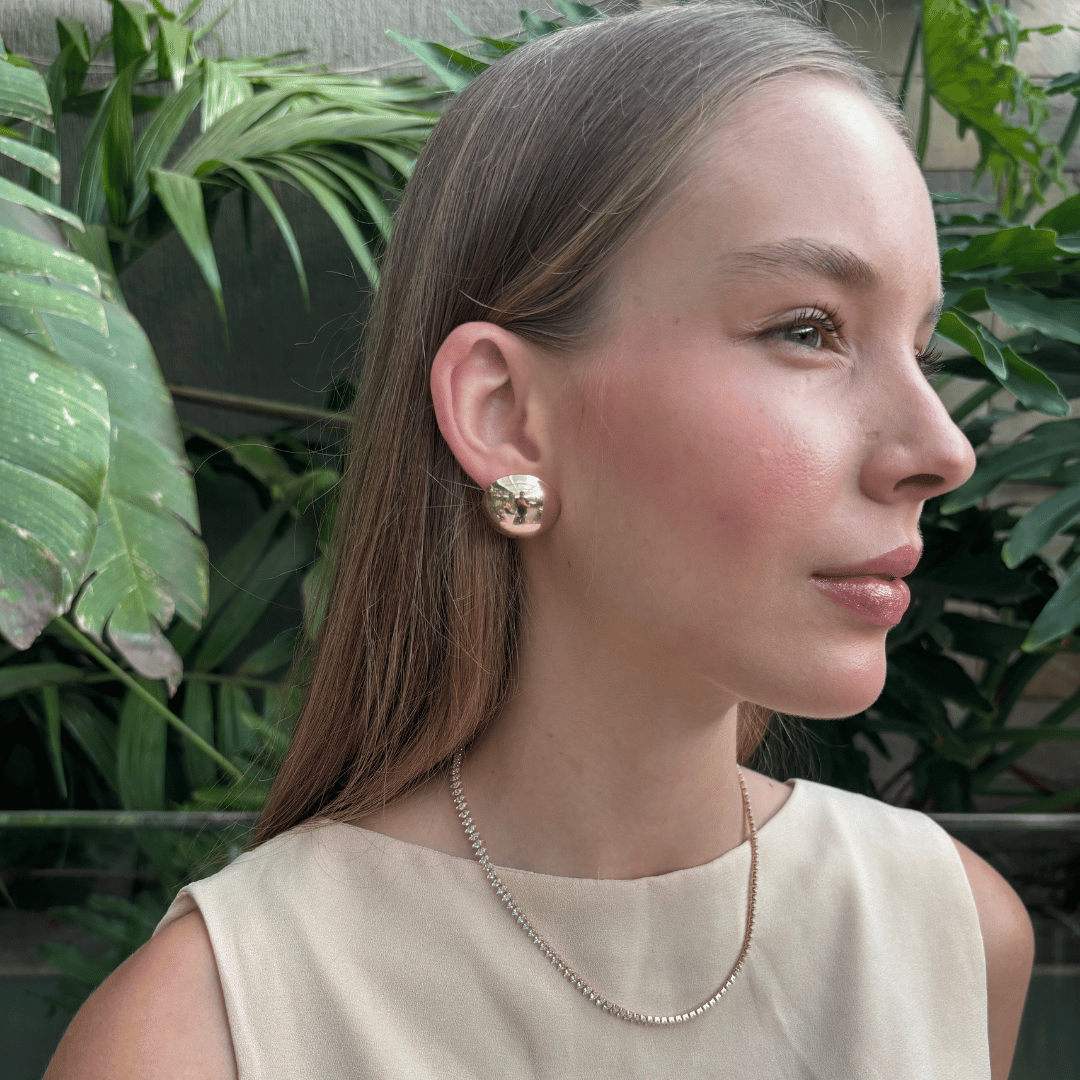 Brinco Redondo Conceitual Maximalista Banhado a Ouro 18k