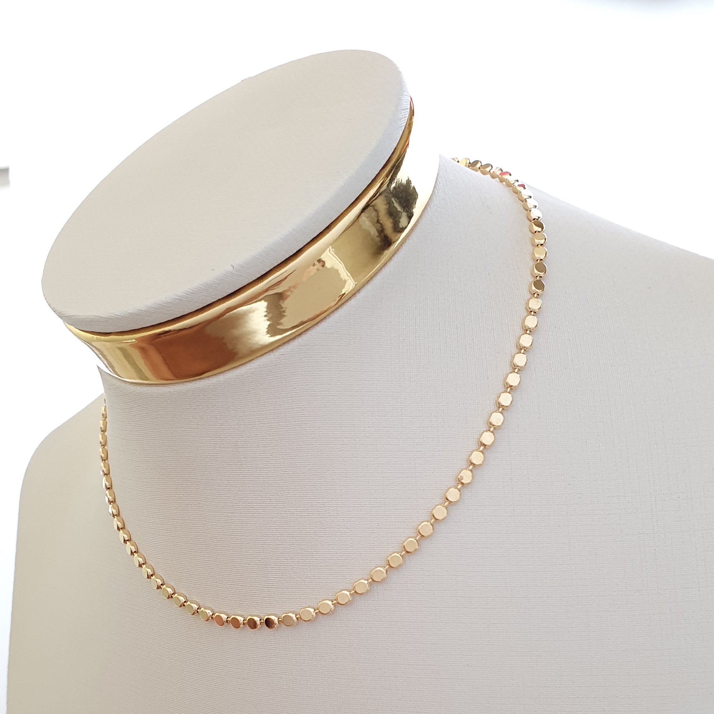 Colar Bolinhas Achatadas 32cm (+10)