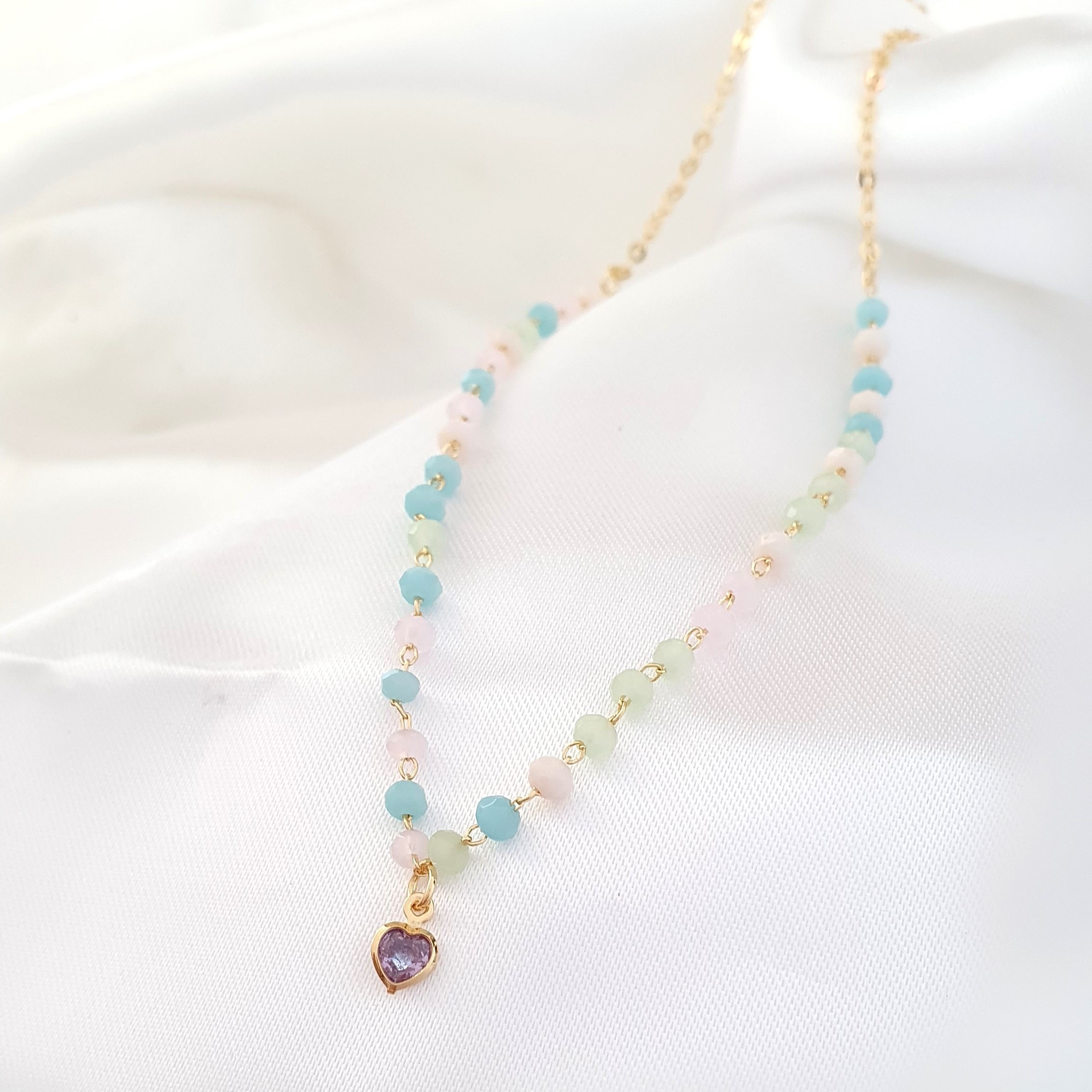 Colar Colorido Coração Zircônia