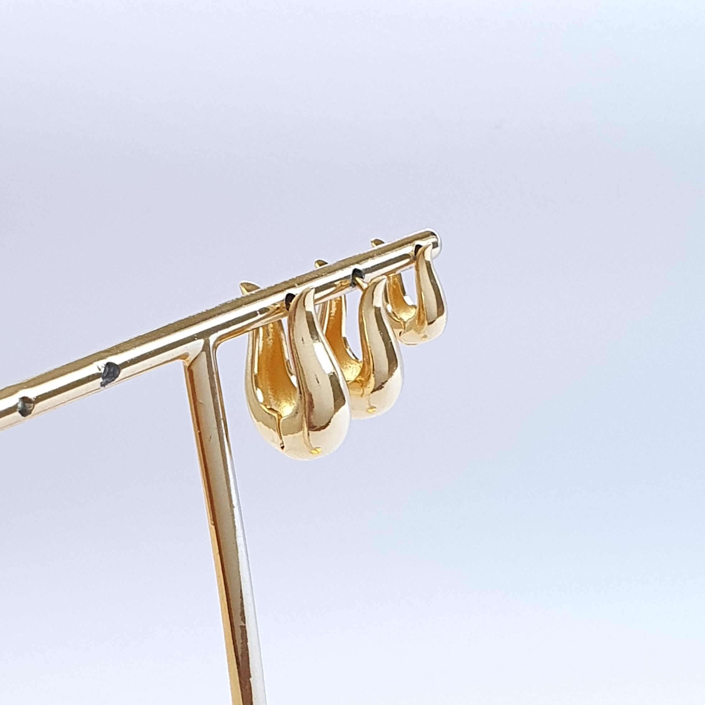 Brinco Trio Argolinha Gota U (Grande)