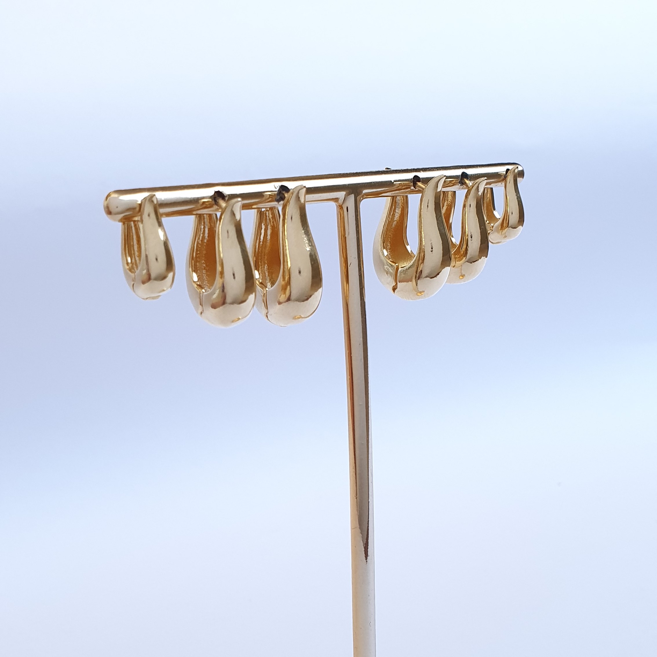 Brinco Trio Argolinha Gota U (Grande)