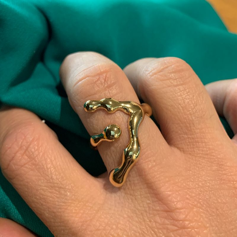 ANEL LUNA ORGANICO AJUSTAVEL BANHO OURO 18K