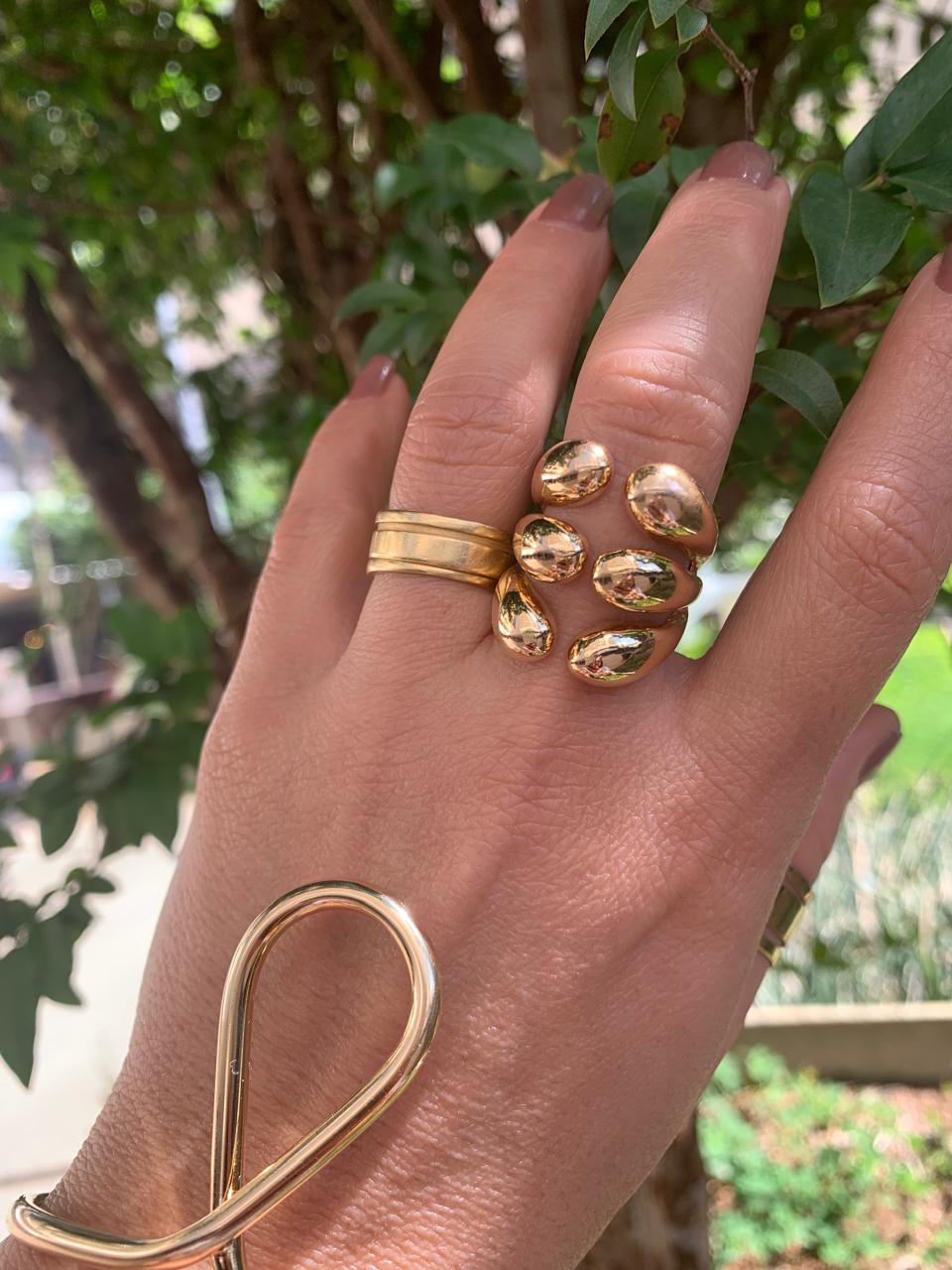 ANEL  LIZY AJUSTAVEL BANHO OURO 18K