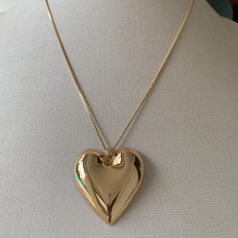 COLAR VENEZIANA BETINA CORAÇÃO BANHO OURO 18K