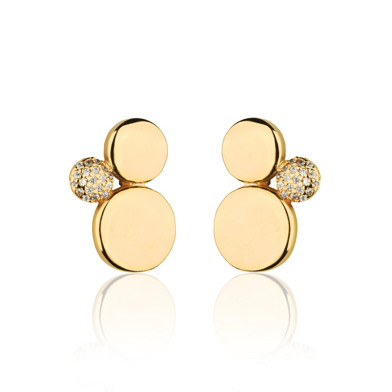 BRINCO CIRCULOS COM CRAVEJADO BANHO OURO 18K