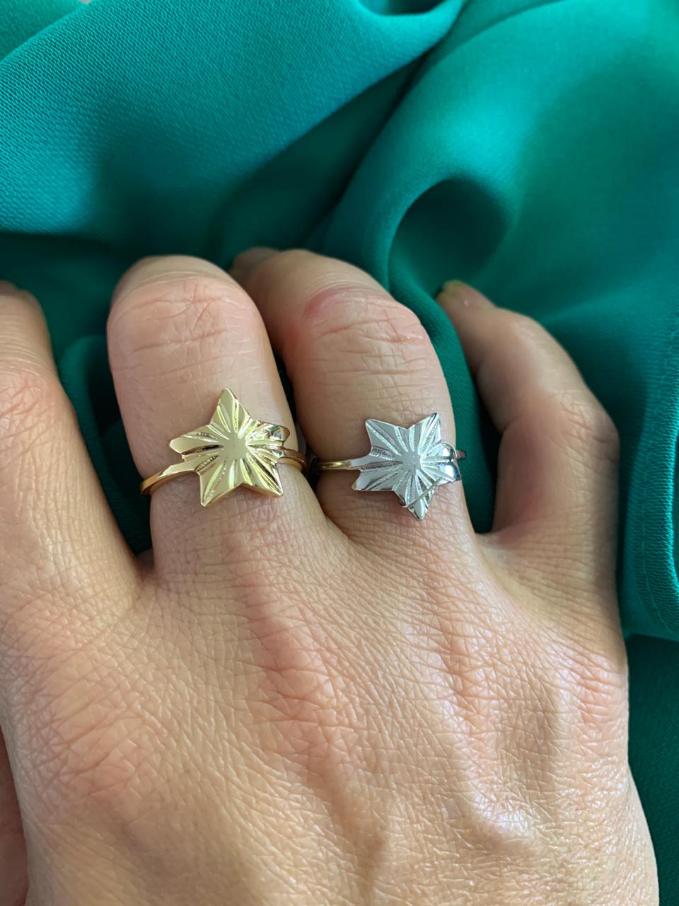 ANEL ESTRELA BANHO OURO 18K