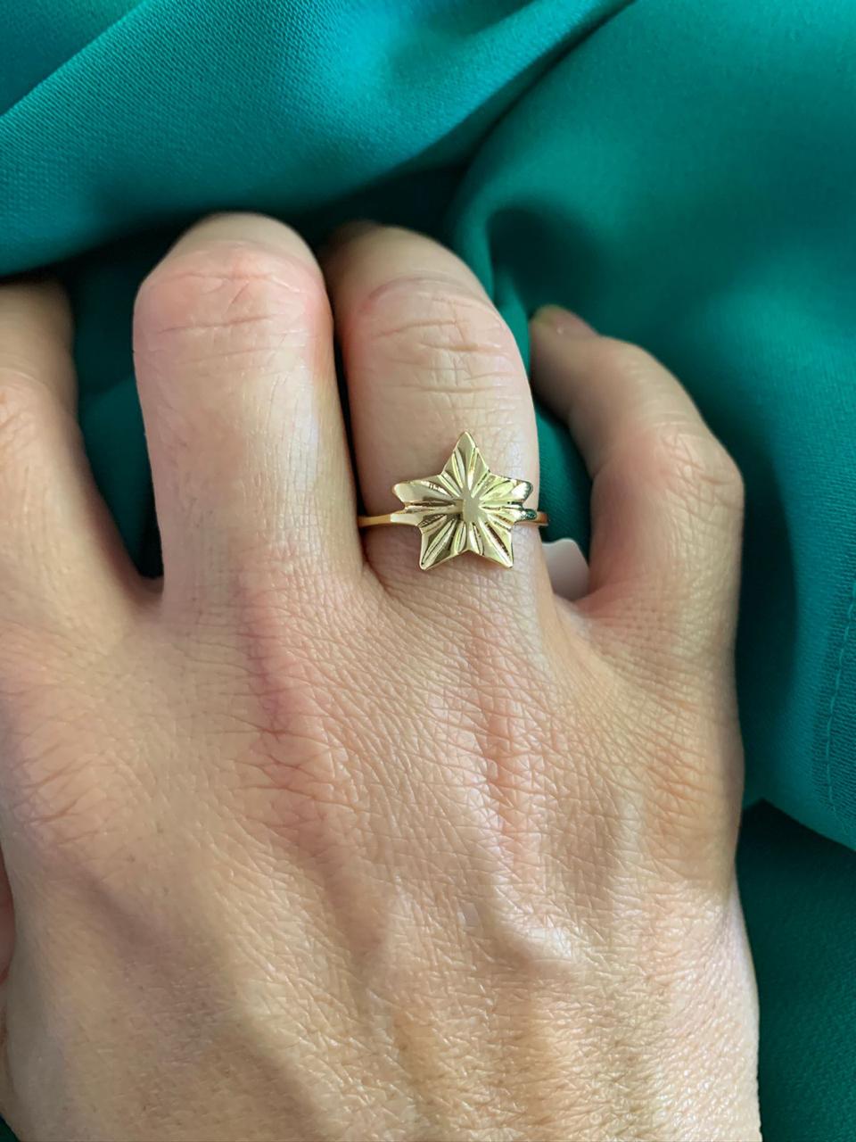 ANEL ESTRELA BANHO OURO 18K
